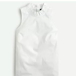 J Crew Women's White Ruffle-neck top